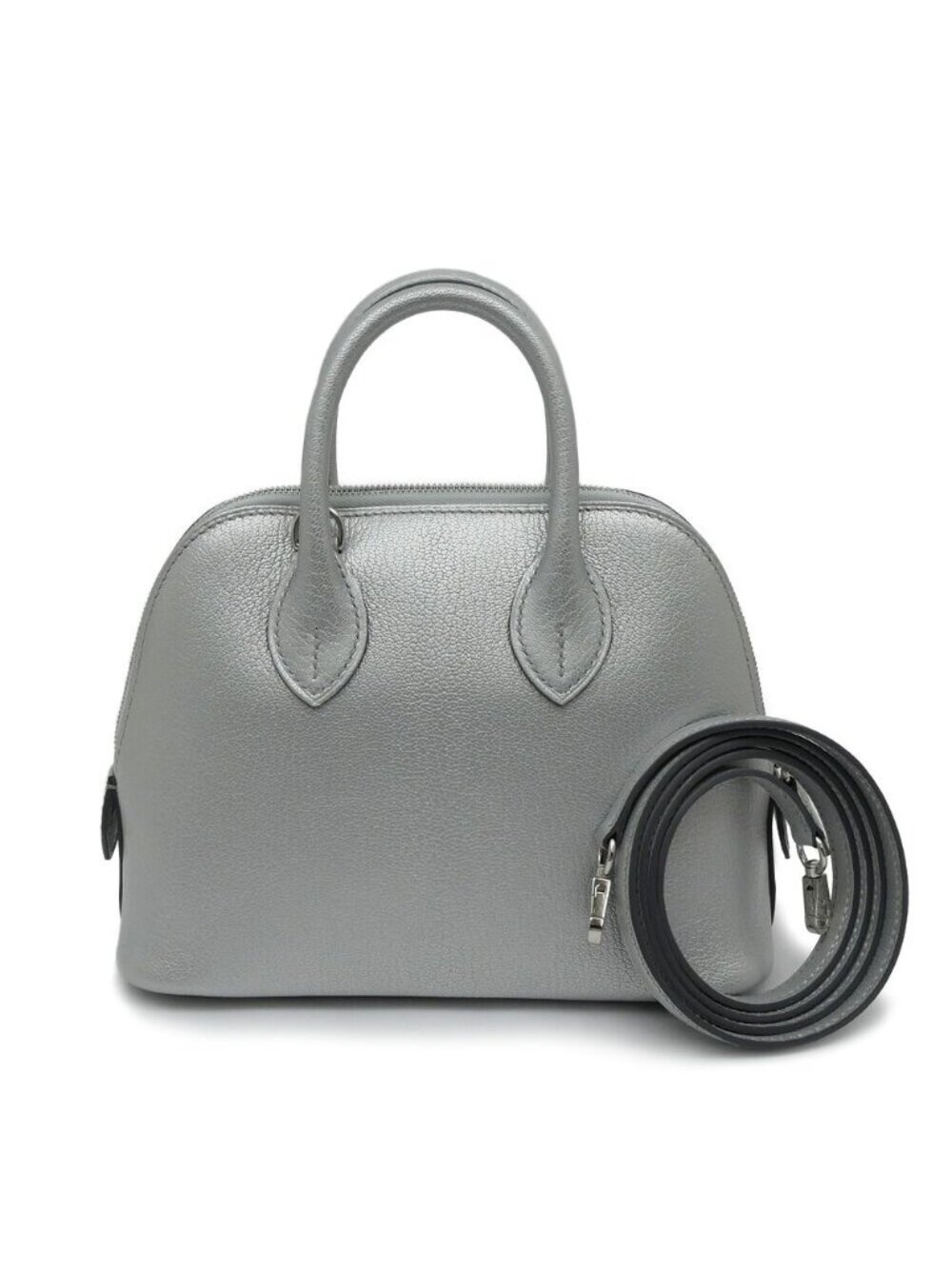 Hermes Bolide 1923 Mini Argent Chevre Chamkila Silver Shoulder Bag 2-Way